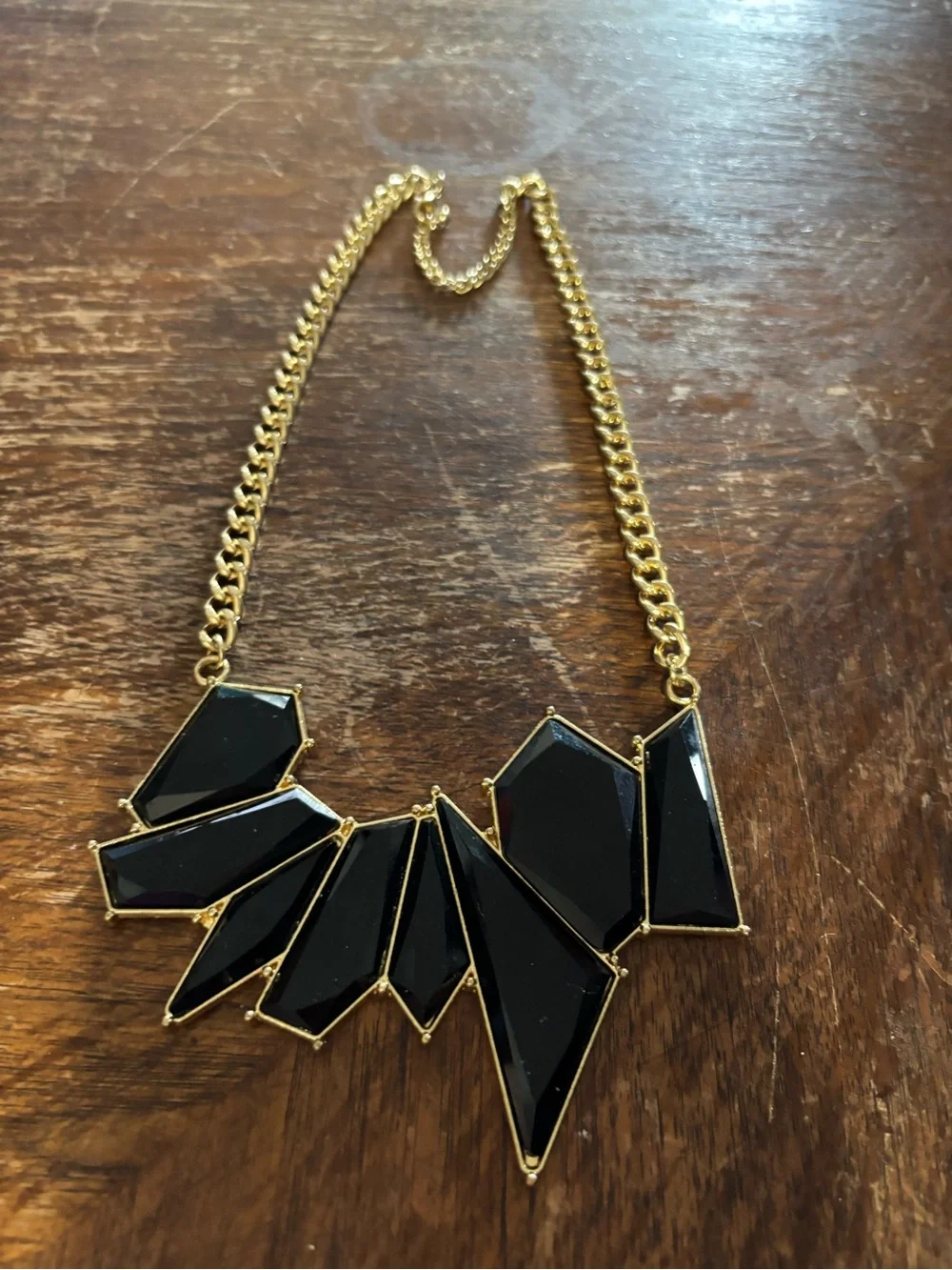 Gold-Tone Black Geometric Statement Necklace - Women Jewelry